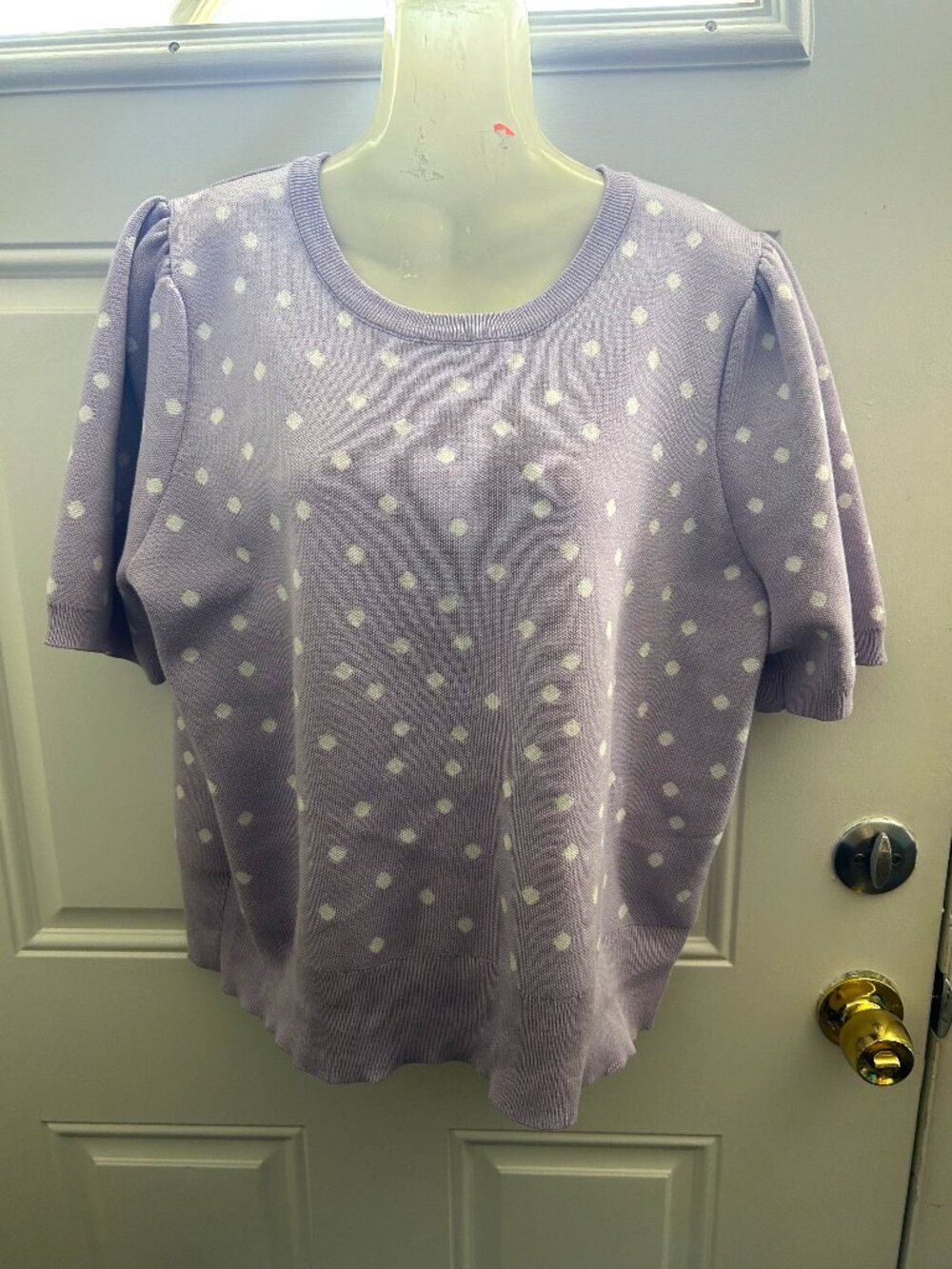 Adrianna Pappel Lavender Polka Dot Sweater Size Large
